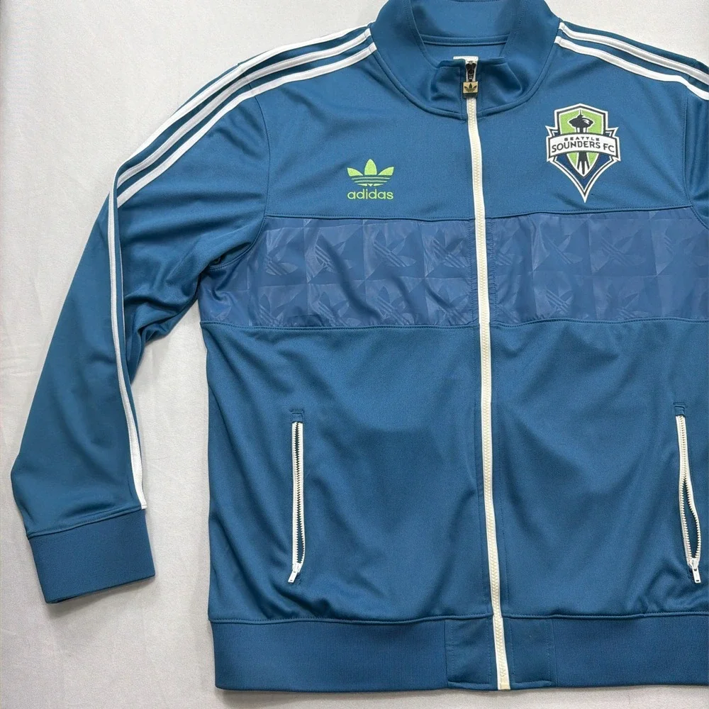 Adidas Track Jacket Seattle Sounders FC MLS Full Zip Blue Mens 2XL